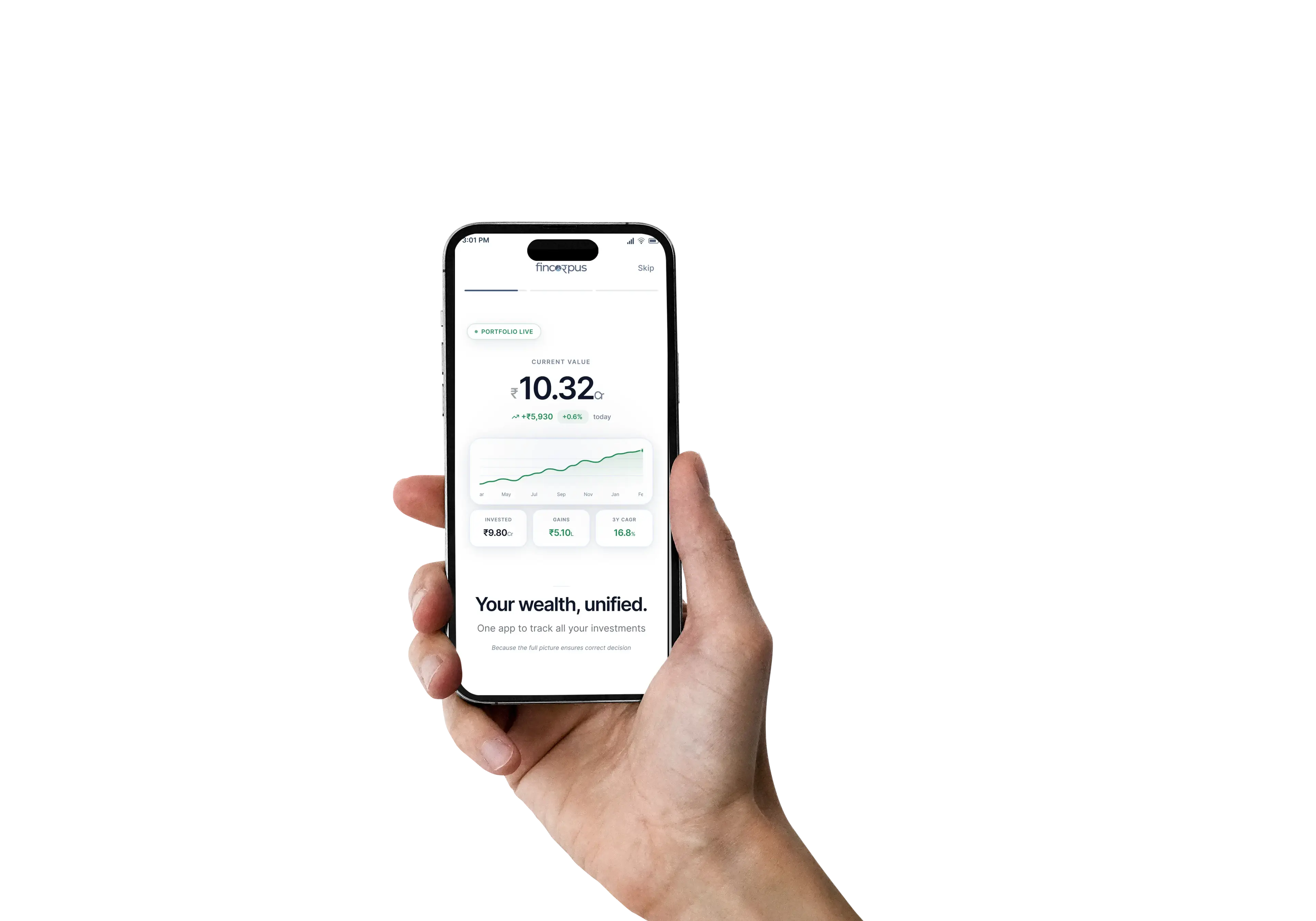 Fincorpus app — portfolio, goals and analytics